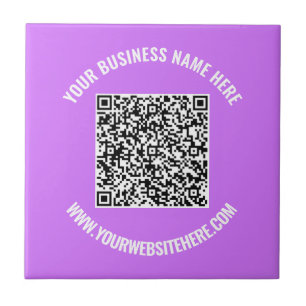 QR Code Custom Text and Colours Purple Ceramic Til Tile