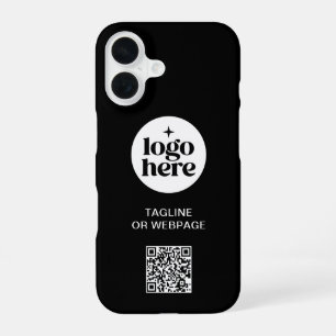 QR Code Custom Text Black Business Company Logo iPhone 16 Case