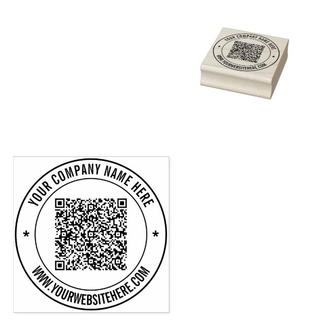 QR Code Custom Text Business Round Rubber Stamp (Stamped)
