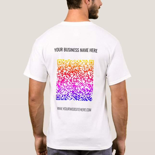 QR Code Custom Text Business T-Shirt Colour Design (Back)