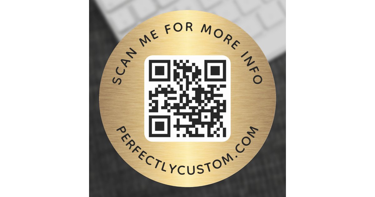 QR code custom text golden gradient Classic Round Sticker | Zazzle