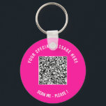 QR Code Custom Text Keychain Gift - Choose Colour<br><div class="desc">Choose Colours and Font - Keychain with Your Special QR Code Info and Custom Text Personalised Modern Keychains Gift - Add Your QR Code - Image or Logo - photo / Text - Name or other info / message - Resize and Move or Remove / Add Elements - Image /...</div>