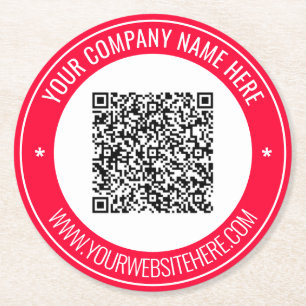 QR Code Custom Text Paper Coaster - Choose Colours