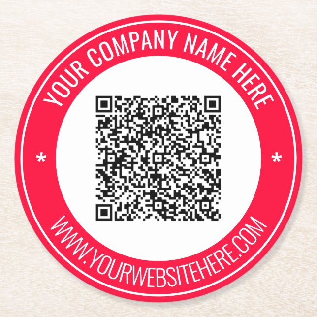 QR Code Custom Text Paper Coaster - Choose Colours (Front)