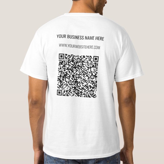 QR Code Custom Text Personalised Business T-Shirt (Back)