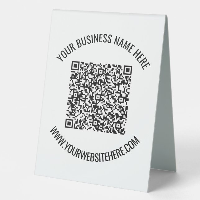 QR Code Custom Text Personalised Table Tent Sign (Front)