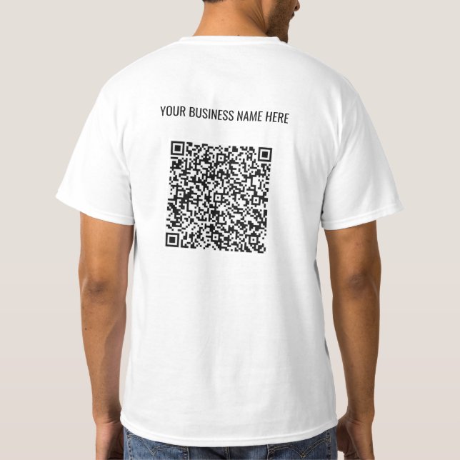 QR Code Custom Text Promotional Business T-Shirt (Back)