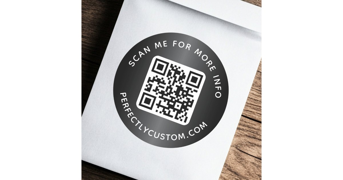 Round Qr Code With Text Inside Code QR code custom text round dark grey gradient Classic Round Sticker | Zazzle