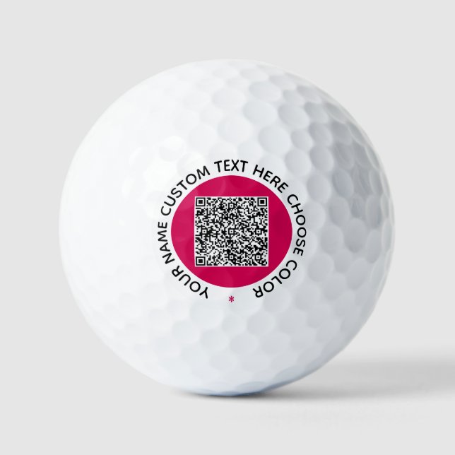 QR Code Custom Text Stamps Golf Balls Your Colours (Front)