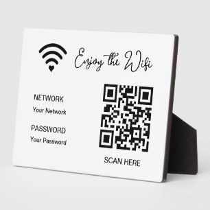 QR Code Custom text Wifi Password Tabletop Plaque