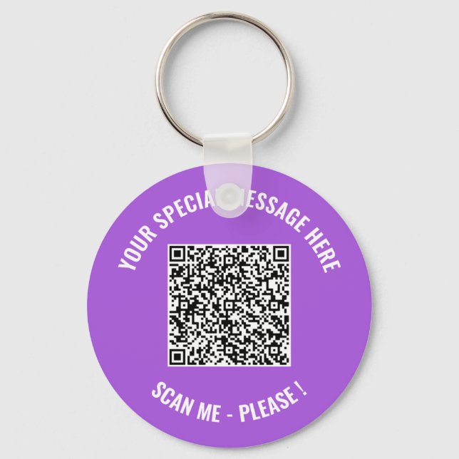 QR Code Custom Text Your Design Keychain Gift  (Front)
