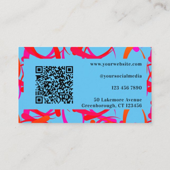 QR Code Custom Unique Colourful Abstract Business Card (Back)