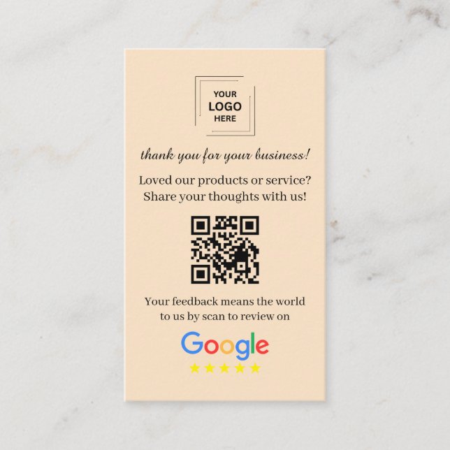 QR Code Customer Review Marketing Template Business Card (Front)