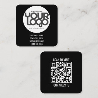 QR Code Customisable Modern Black Business Card