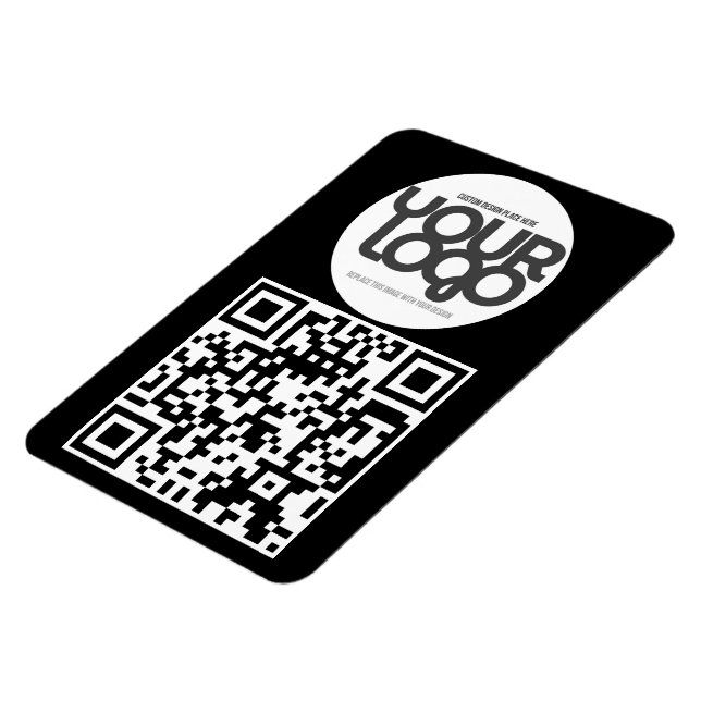 QR Code Customisable Modern Black Business Card Magnet (Left Side)