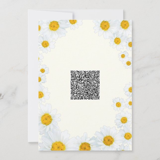 QR Code Daisy Flowers Baby Shower Invitation (Back)
