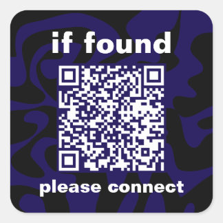QR Code Dark Blue lost found Square Sticker