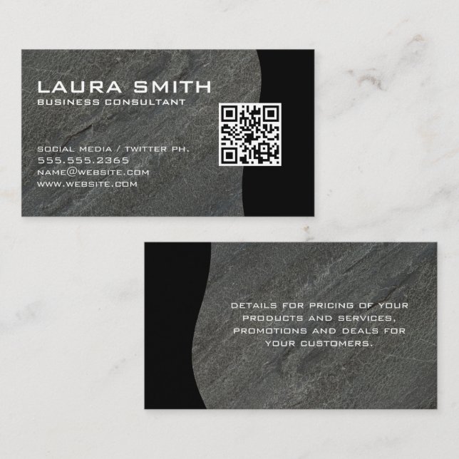 QR Code / Dark Grey Rock Business Card (Front/Back)