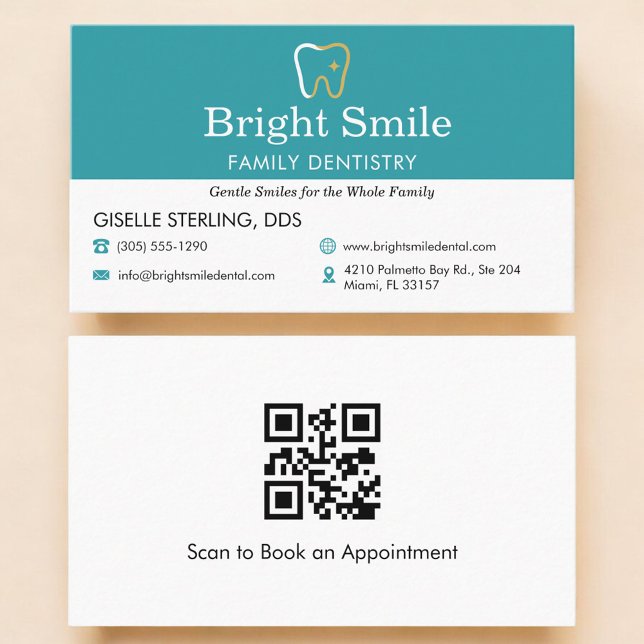 QR Code Dental Office Dentistry  Business Card (Creator Uploaded)