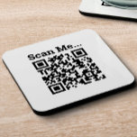 QR Code Design Coaster<br><div class="desc">Show off your own QR Code Design. Let others scan your QR Code With their mobile phones! Replace image with your own uploaded QR Code. Message says Scan Me... </div>