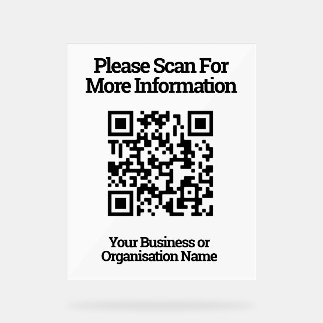 QR Code Design information Acrylic Sign (Front)