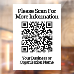 QR Code Design information Window Cling