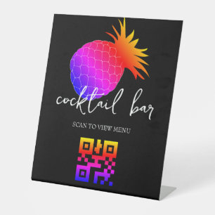 QR Code Digital Menu cocktail bar Pedestal Sign