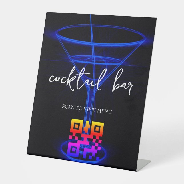 QR Code Digital Menu cocktail bar Pedestal Sign (Front)