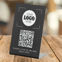 QR code digital menu custom logo black tabletop
