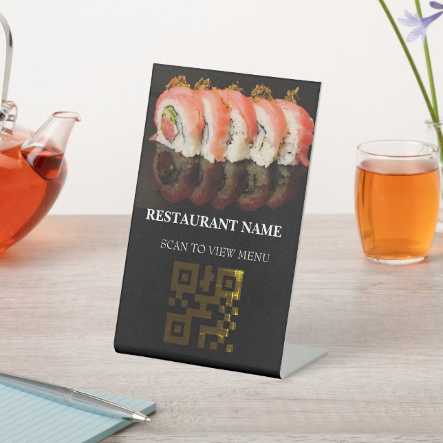 QR Code Digital Menu for Restaurants  Pedestal Sign (In SItu)