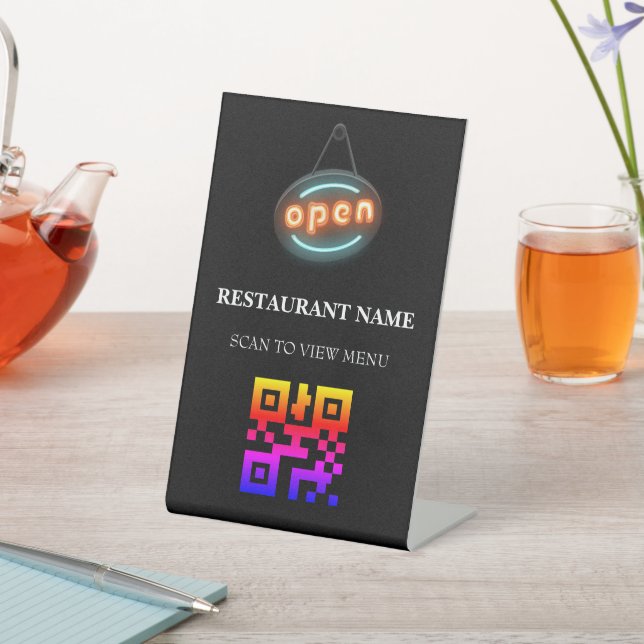 QR Code Digital Menu for Restaurants  Pedestal Sign (In SItu)