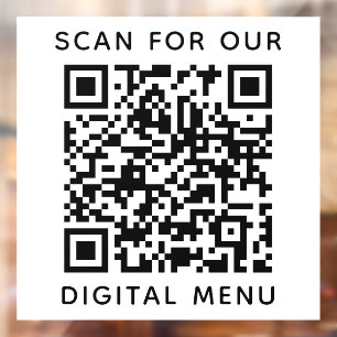 QR Code Digital Menu Restaurant Cafe Business Window Cling