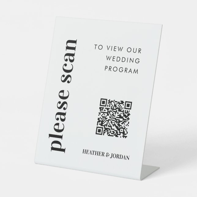 QR Code Digital Wedding Program Sign (Front)