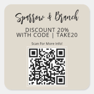 QR Code Discount Coupon Scannable Square Sticker