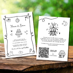 QR Code Doodle Hand Drawn Whimsical Invitation