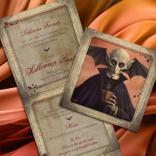 QR Code Dracula Halloween Corporate Event Tri-Fold Invitation