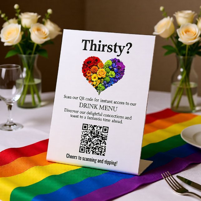🌈 QR code Drink menu Flourish Together Pedestal Sign (🌈 QR code Drink menu Flourish Together Pedestal Sign)