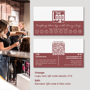 QR-Code Dual-Colour Design Hair Salon Loyalty Card