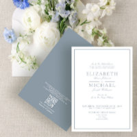 QR Code Dusty Blue Classic Script Wedding