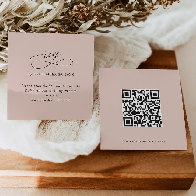 QR Code Dusty Rose Pink Wedding Online RSVP Cards (Creator Uploaded)