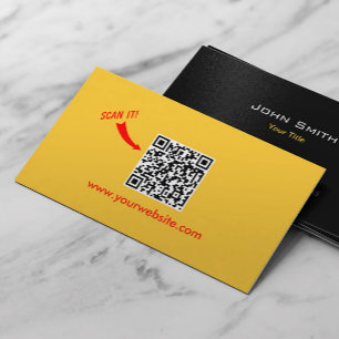 QR Code Easy Scan Plain Yellow Professional Business Card