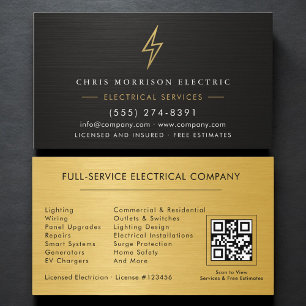 QR Code Electric Company Metallic Business Card