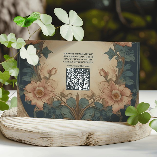 QR Code Elegant Arch Art Nouveau Wedding Enclosure Card (Creator Uploaded)