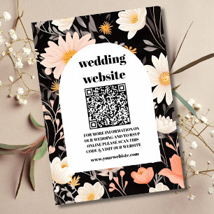 qr code Elegant Boho Wildflower Wedding Enclosure Card