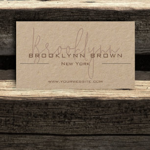 QR Code Elegant Classy Classic Minimalist Kraft  Business Card