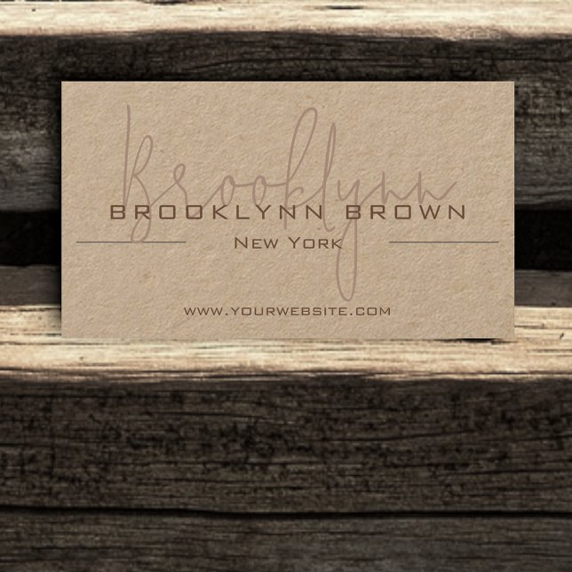 QR Code Elegant Classy Classic Minimalist Kraft  Business Card (Creator Uploaded)