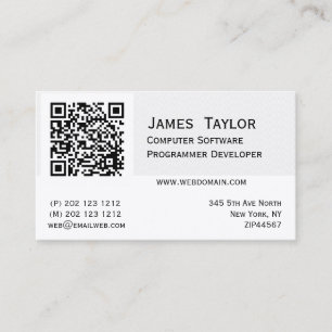 QR Code Elegant Computer Programmer Professional Business Card