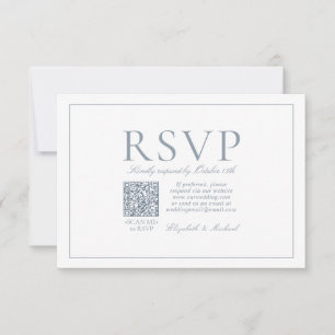 QR Code Elegant Dusty Blue Classic Script RSVP