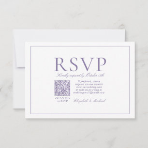 QR Code Elegant Lilac Lavender Classic Script RSVP Card