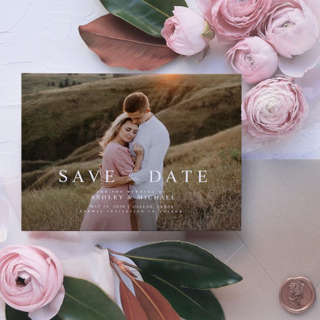 QR Code Elegant Minimalist Script Photo Wedding Save The Date (Save the Date Cards 💌📆)